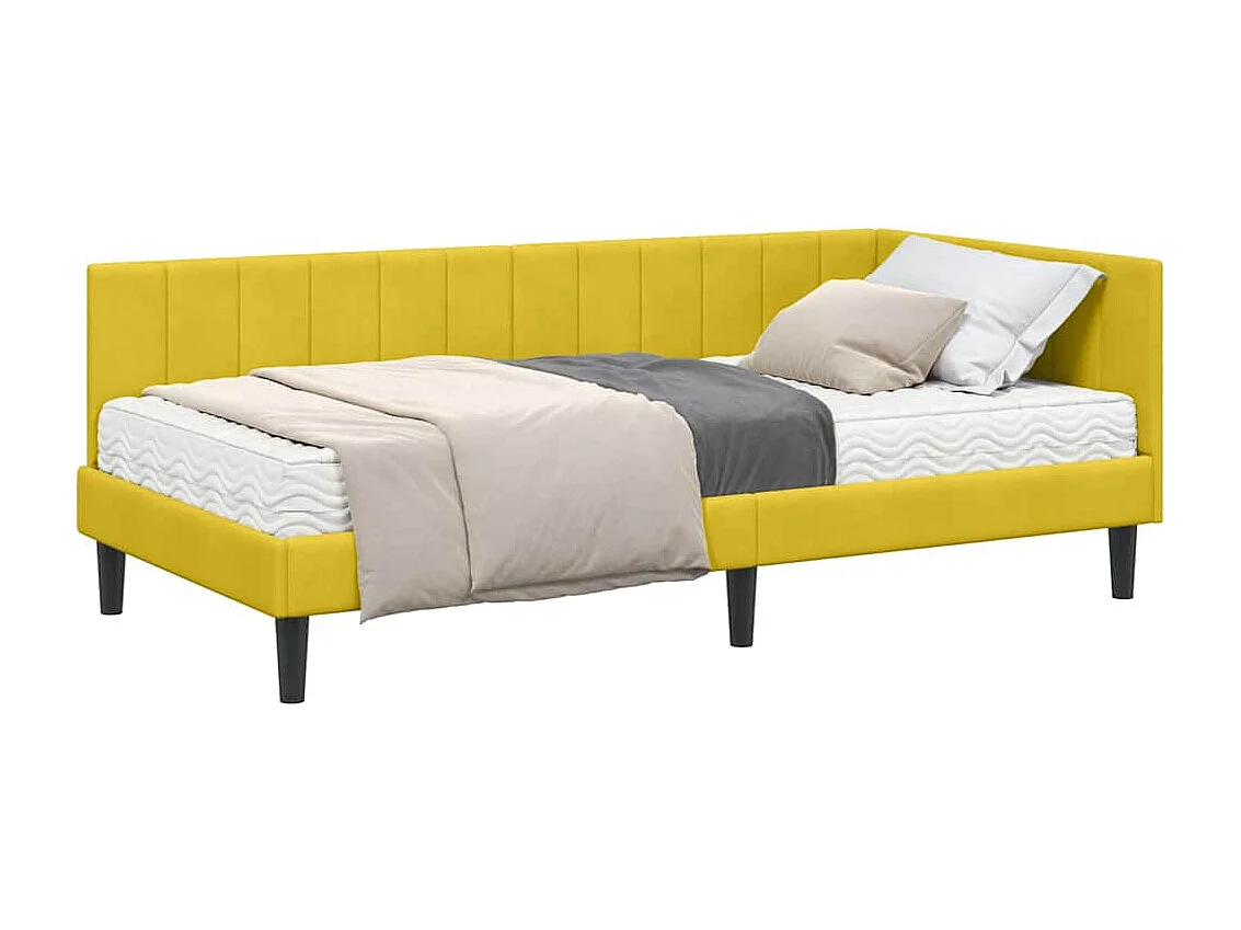 met matras met hoofdeinde Geel 90 x 200 cm Fluweel