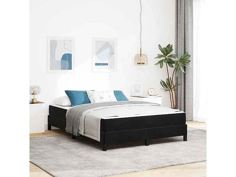 Cama box spring con colchón Negro 160 x 200 cm Terciopelo