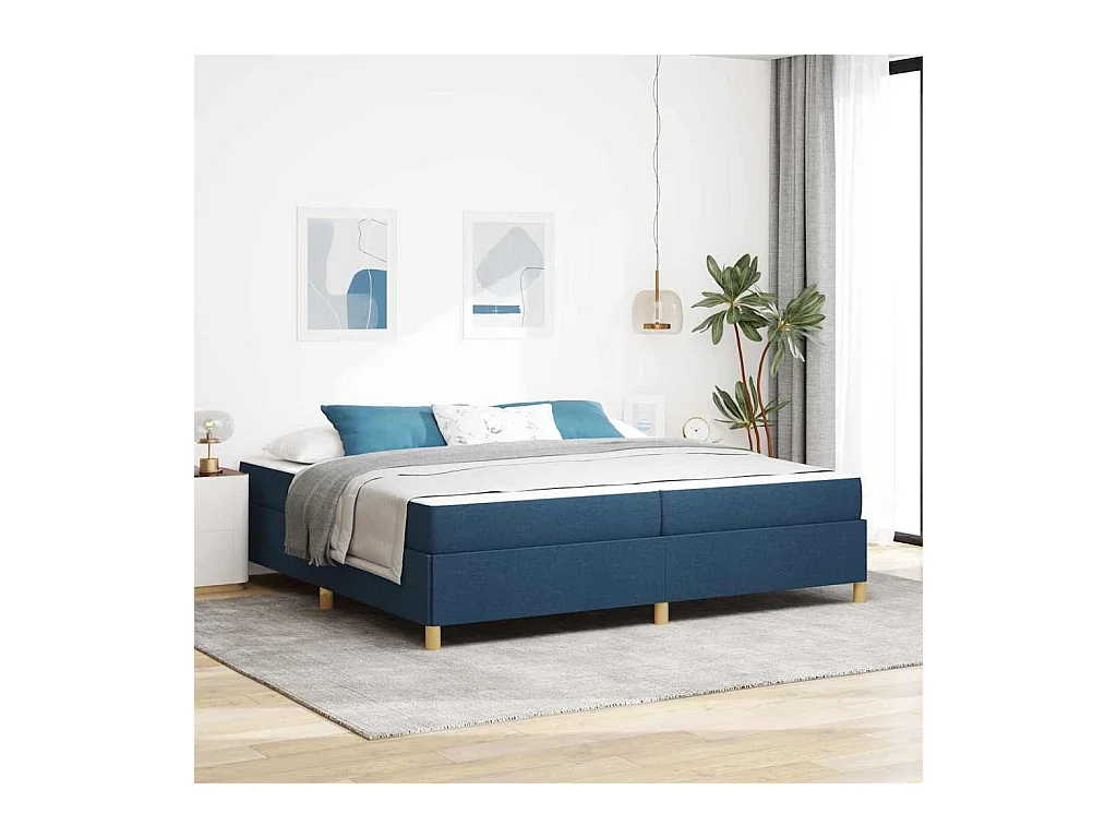 Cama Box Azul e Azul Escuro e Branco 200 x 200 cm tecido