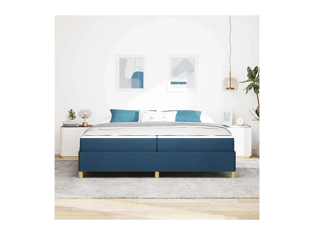 Cama Box Azul e Azul Escuro e Branco 200 x 200 cm tecido