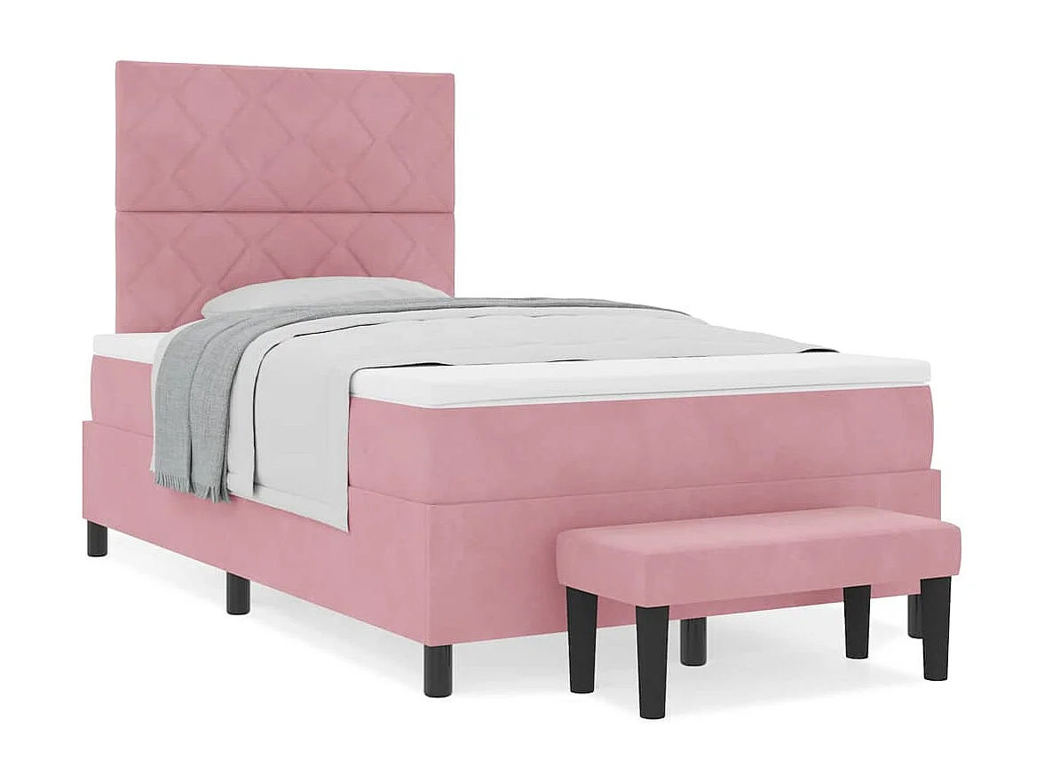 Cama tipo Box Spring con colchón Rosa 120 x 200 cm Terciopelo
