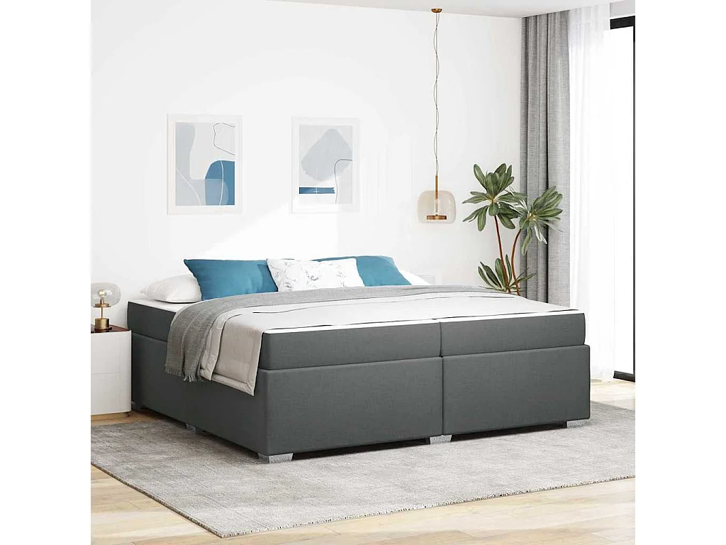 Estructura de cama Gris oscuro 200 x 200 cm tela