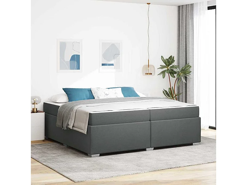 Estructura de cama Gris oscuro 200 x 200 cm tela