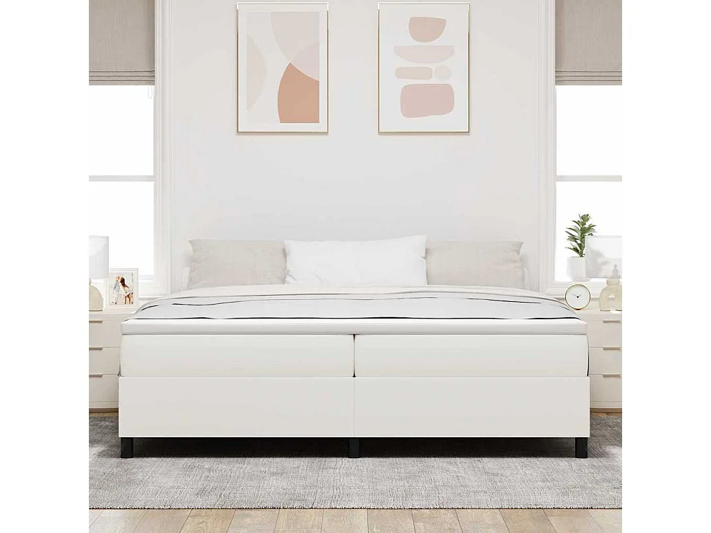 Cama tipo Box Spring Crema 200 x 200 cm Telas de pana