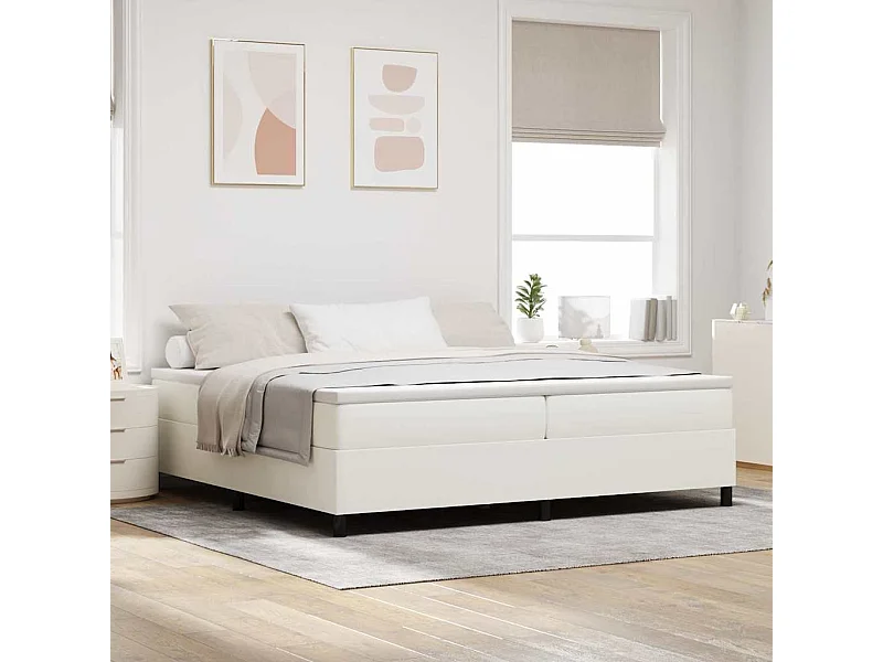 Cama tipo Box Spring Crema 200 x 200 cm Telas de pana