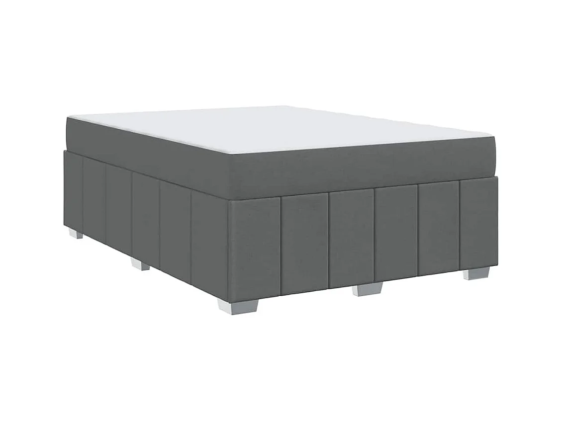 Cadre de lit avec matelas Gris foncé 140 x 200 cm tissu