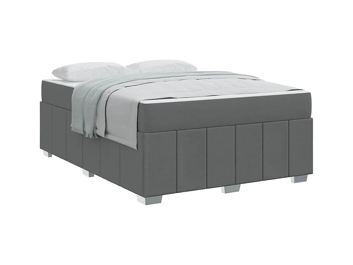 Cadre de lit avec matelas Gris foncé 140 x 200 cm tissu