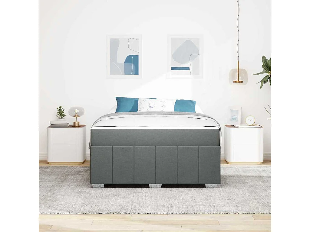 Bedframe met matras Donkergrijs 140 x 200 cm Stof