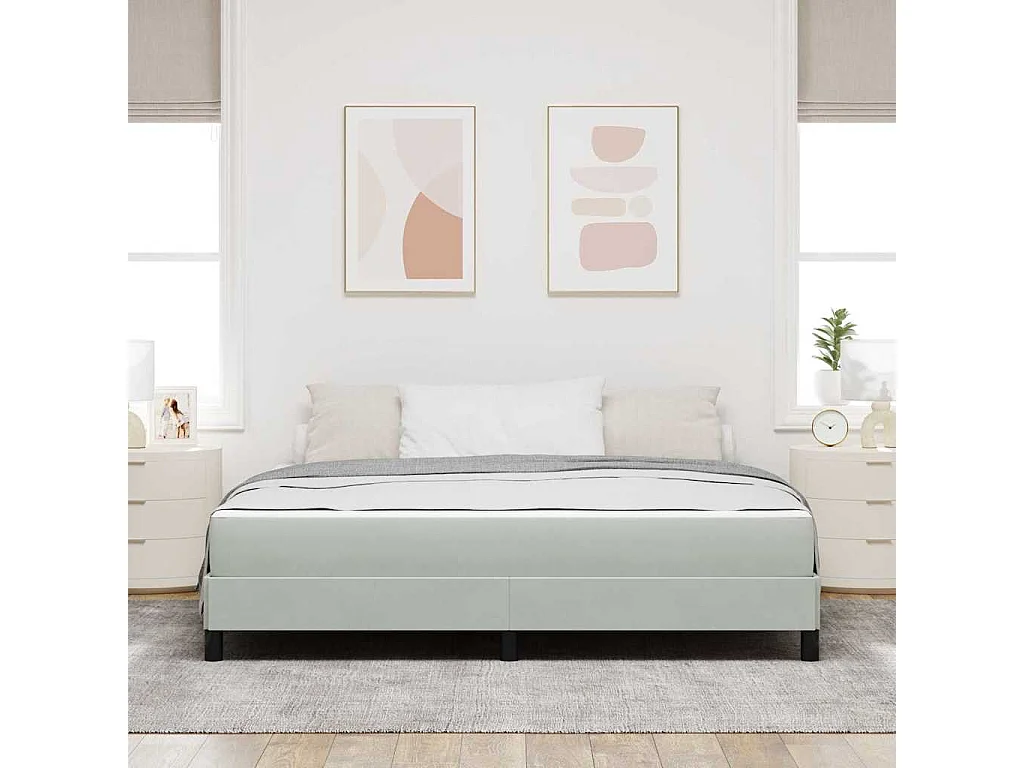 Cadre de lit avec matelas Gris clair 180 x 200 cm Velours