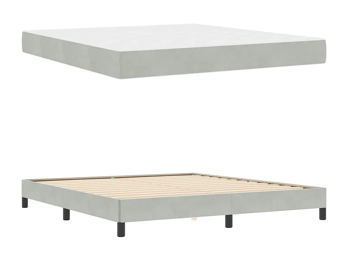Cadre de lit avec matelas Gris clair 180 x 200 cm Velours