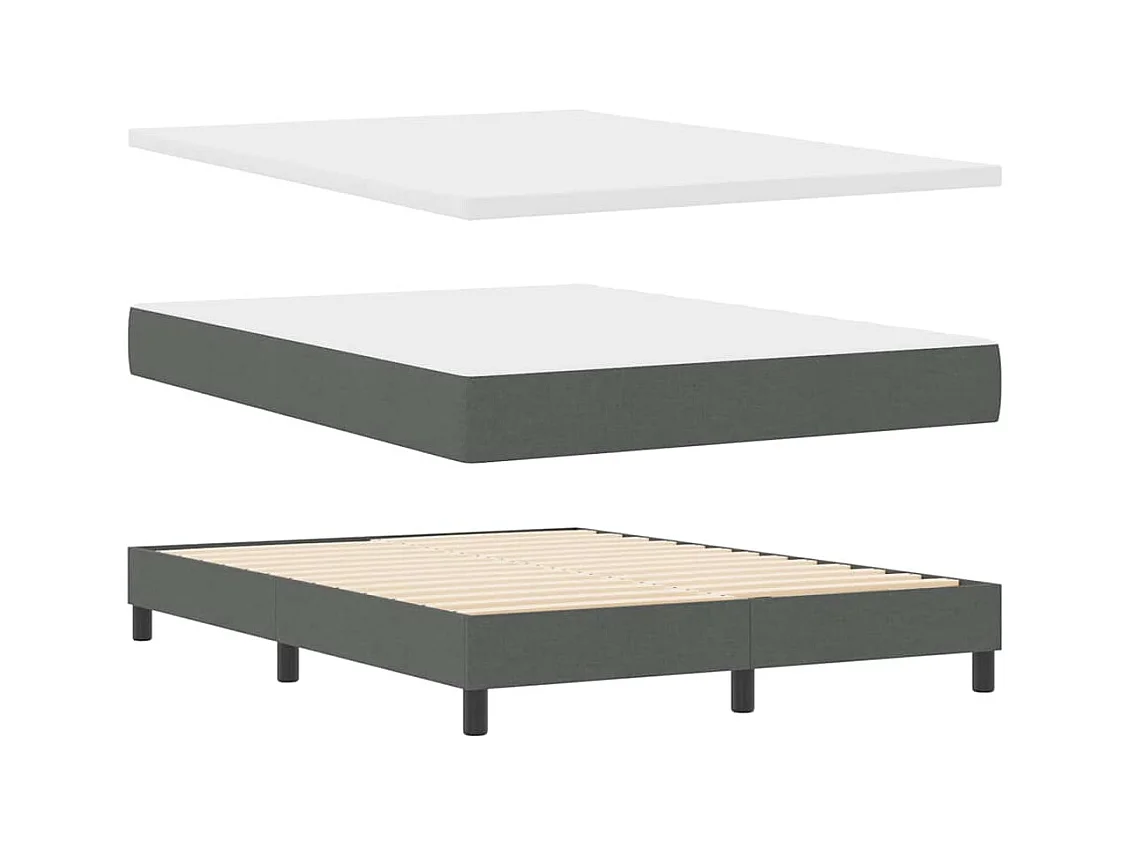 Cadre de lit avec matelas Gris foncé 140 x 190 cm tissu