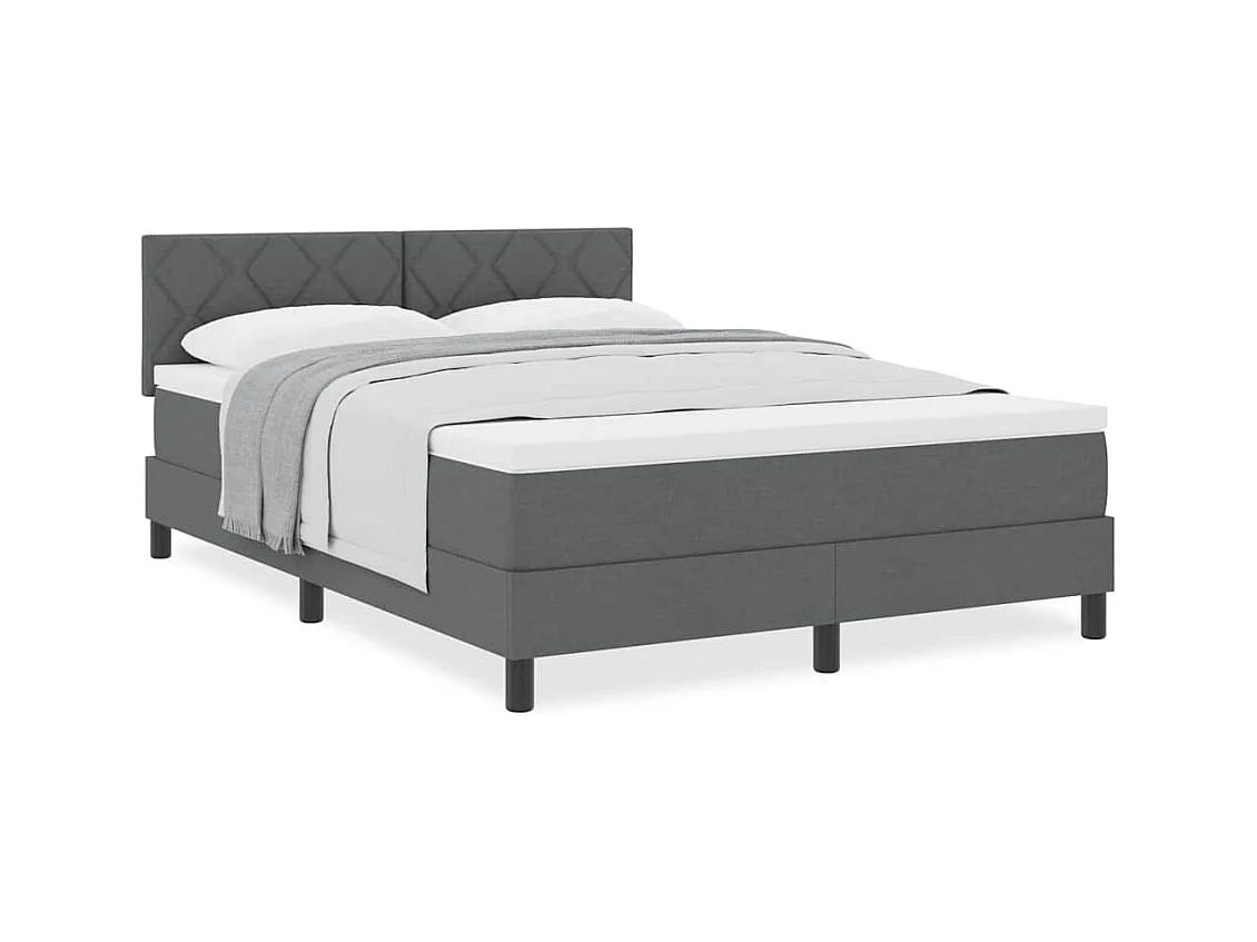 Cadre de lit avec matelas Gris foncé 140 x 190 cm tissu