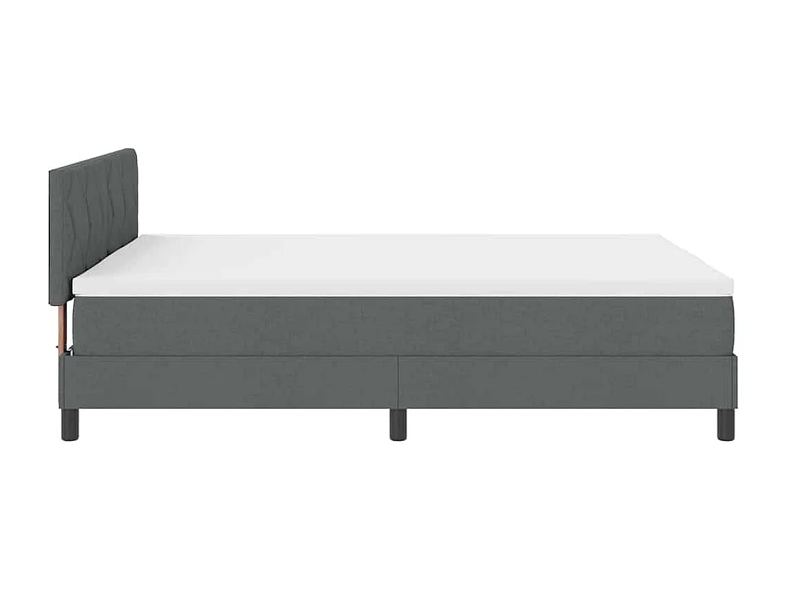 Cadre de lit avec matelas Gris foncé 140 x 190 cm tissu