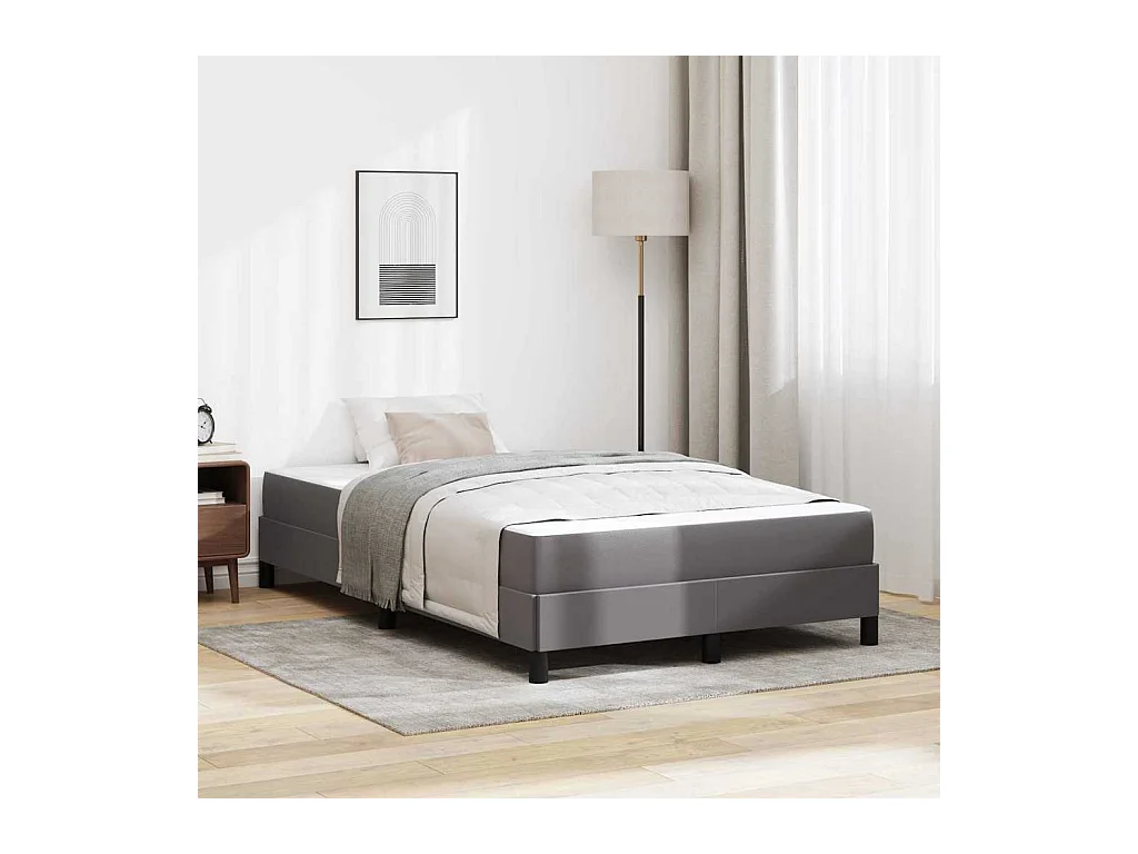 Cadre de lit avec matelas Gris 120 x 200 cm Faux cuir