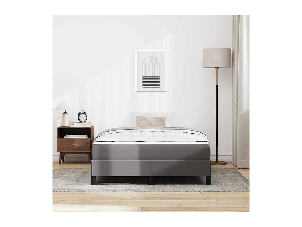 Cadre de lit avec matelas Gris 120 x 200 cm Faux cuir