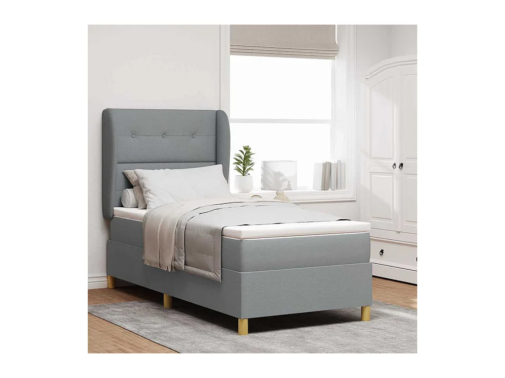 Cadre de lit avec matelas gris foncé 90x190 cm Gris clair