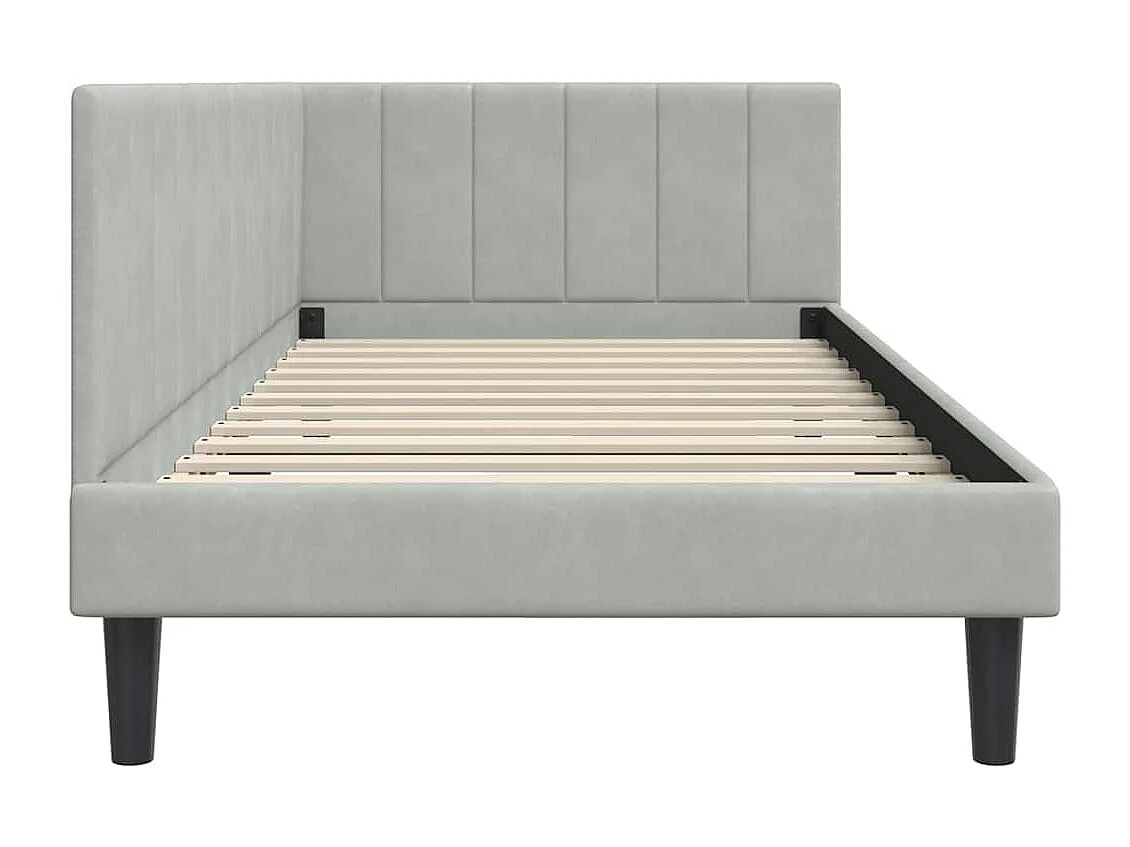 Cadre de lit d'angle Gris clair 90 x 190 cm Velours
