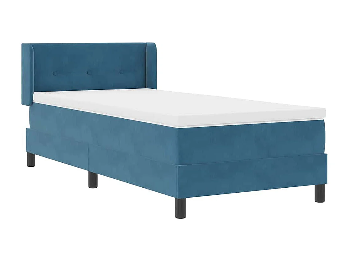 Cama Box com Colchão Preta 100x200 cm Veludo Azul escuro
