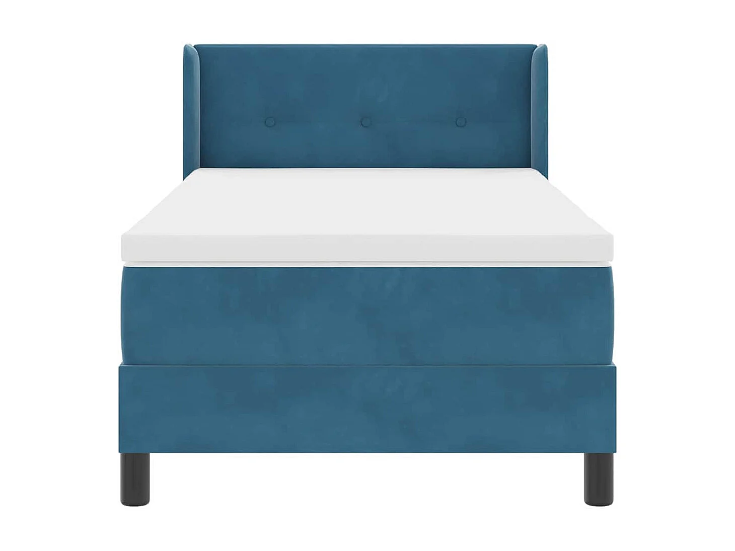 Cama Box com Colchão Preta 100x200 cm Veludo Azul escuro