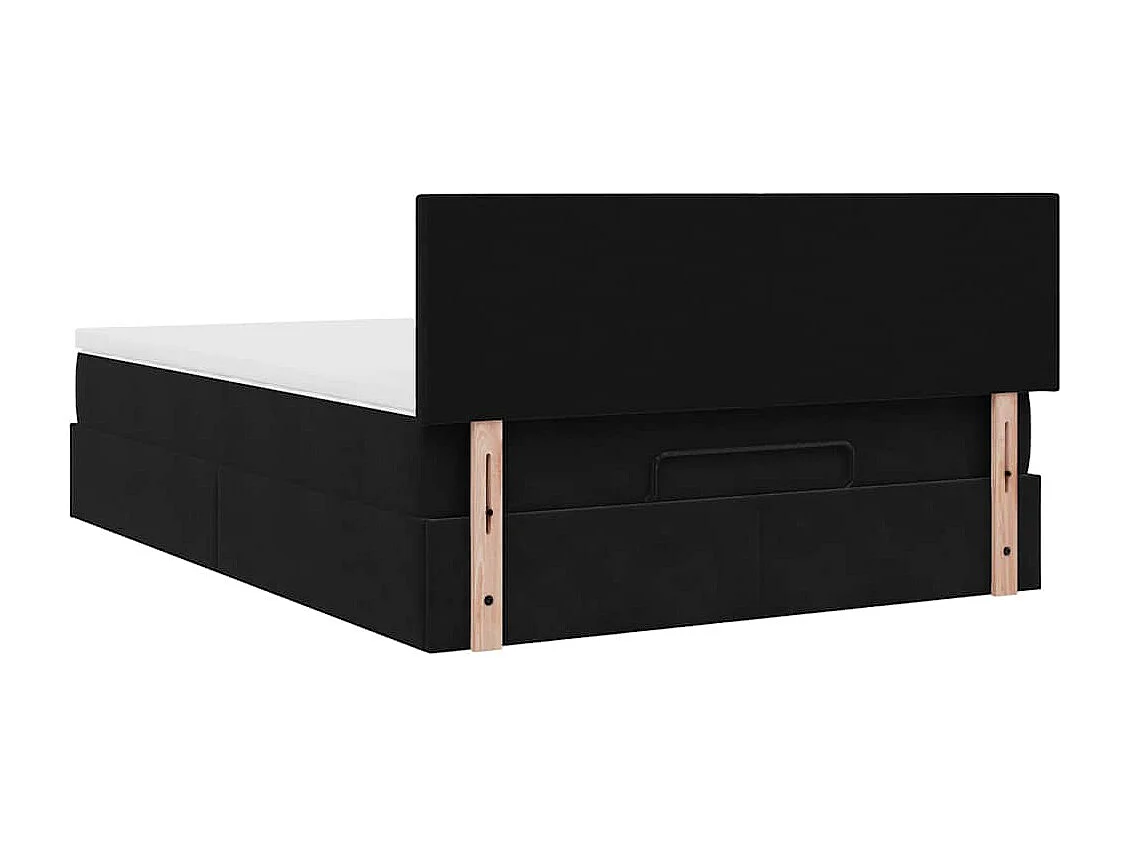 Estrutura de cama otomana com colchão 140x200 cm veludo preto