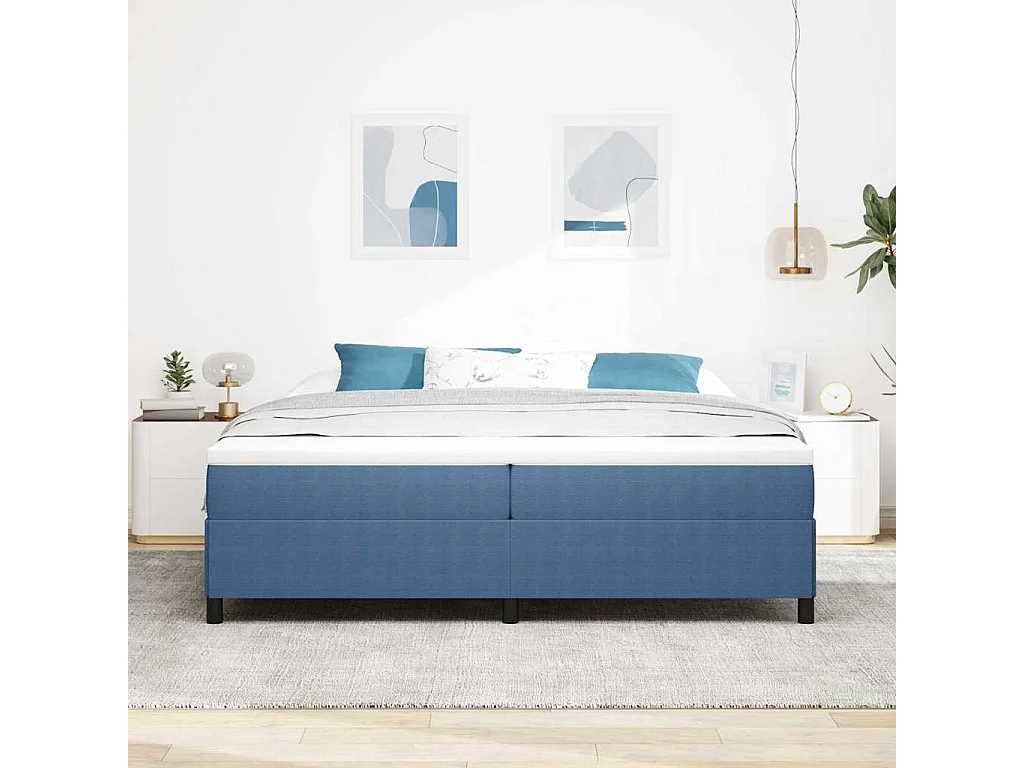 Bedframe Blauw 200 x 200 cm Katoenen stof