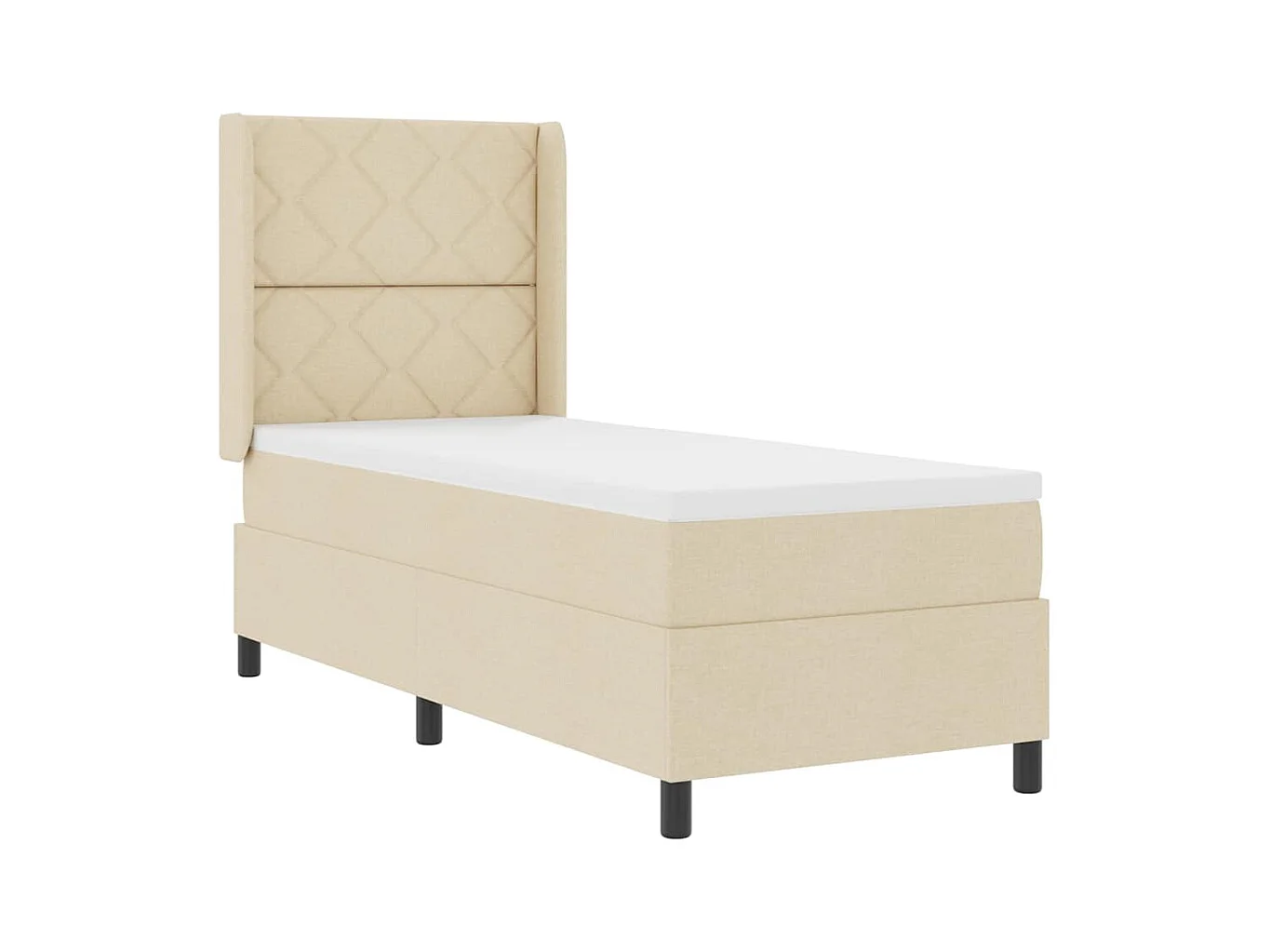 Cama Box com colchão com cabeceira Creme 80 x 200 cm tecido