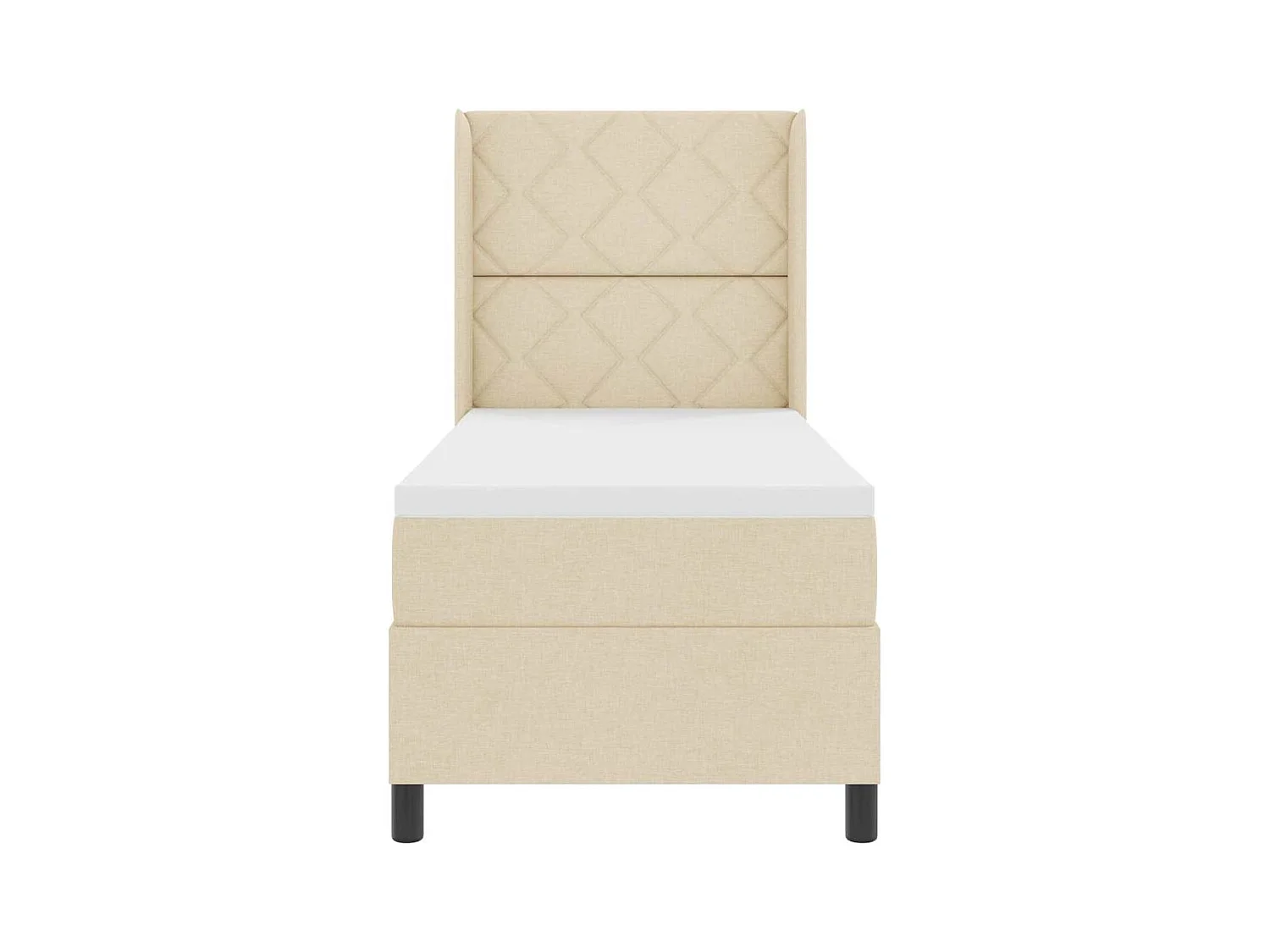 Cama Box com colchão com cabeceira Creme 80 x 200 cm tecido