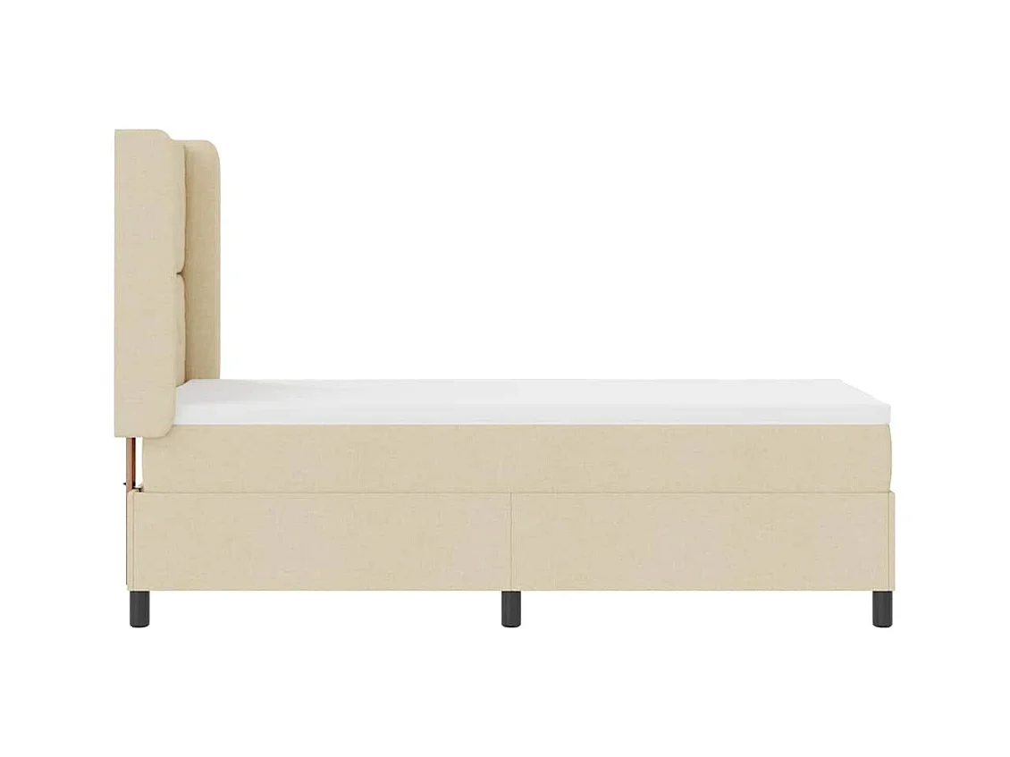Cama Box com colchão com cabeceira Creme 80 x 200 cm tecido