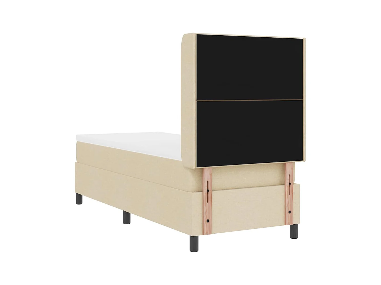 Cama Box com colchão com cabeceira Creme 80 x 200 cm tecido