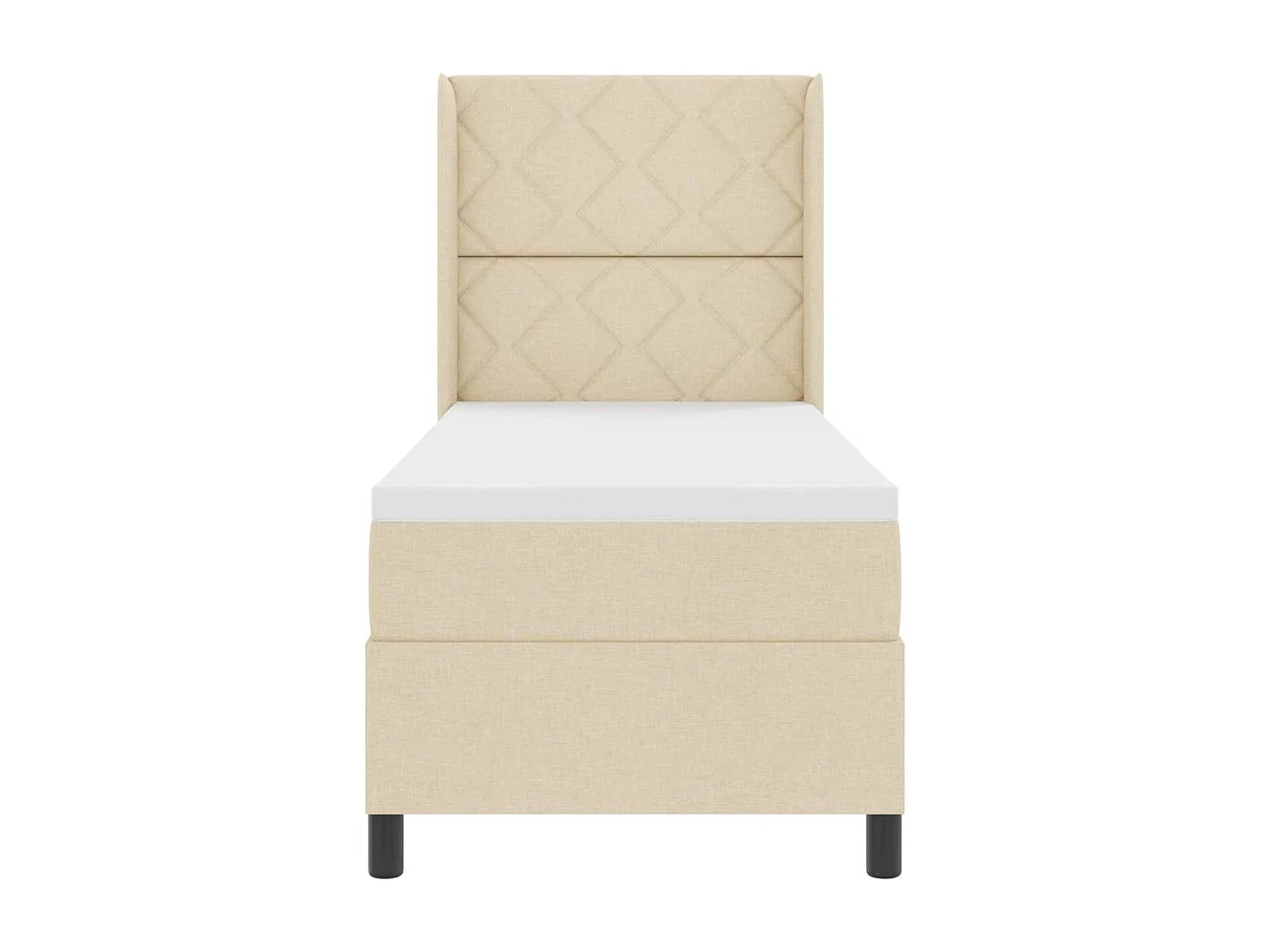 Cama Box com colchão com cabeceira Creme 80 x 200 cm tecido