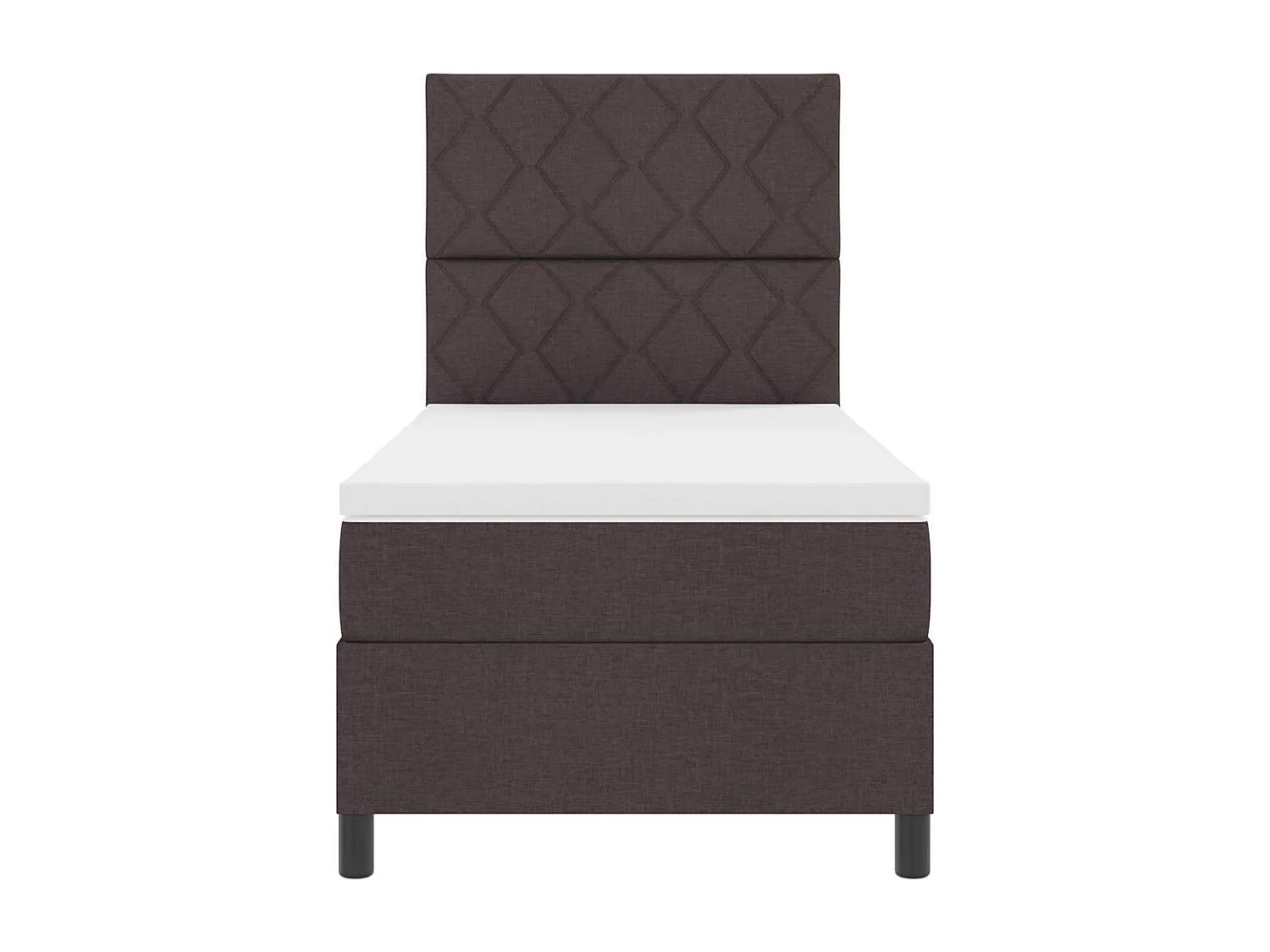 Cadre de lit avec matelas Marron foncé 90 x 190 cm tissu