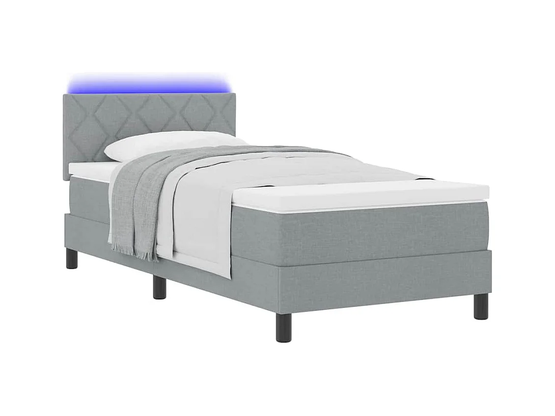 Cadre de lit avec matelas Gris clair 90 x 190 cm tissu