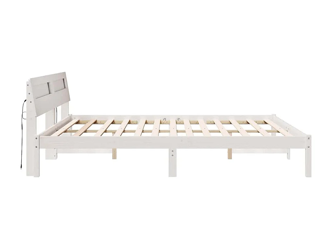 Estructura de cama con cabecera Blanco 200 x 200 cm Madera