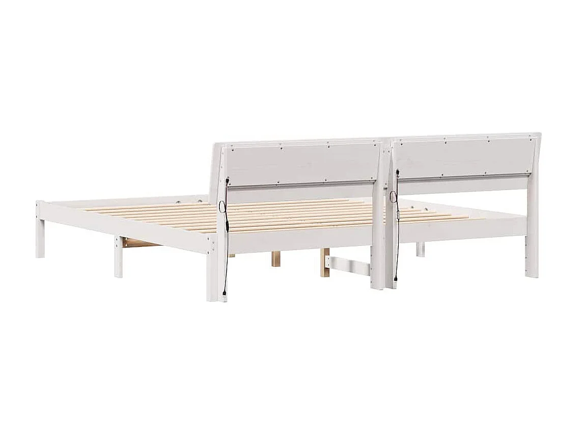 Estructura de cama con cabecera Blanco 200 x 200 cm Madera