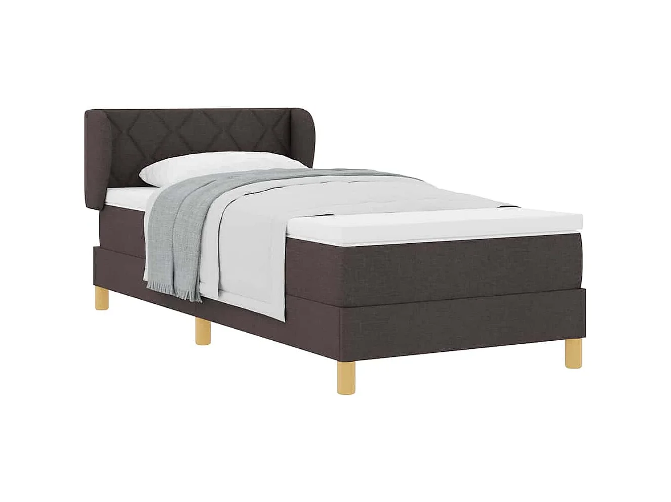 Cama Box com Colchão Creme 90x200 cm Fabrico Castanho escuro