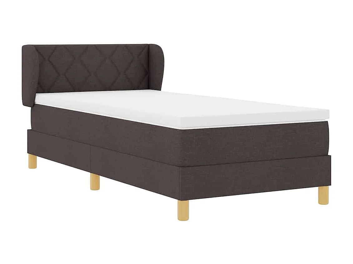 Cama Box com Colchão Creme 90x200 cm Fabrico Castanho escuro
