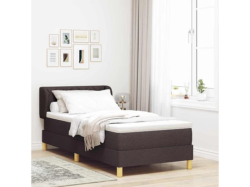Cama Box com Colchão Creme 90x200 cm Fabrico Castanho escuro