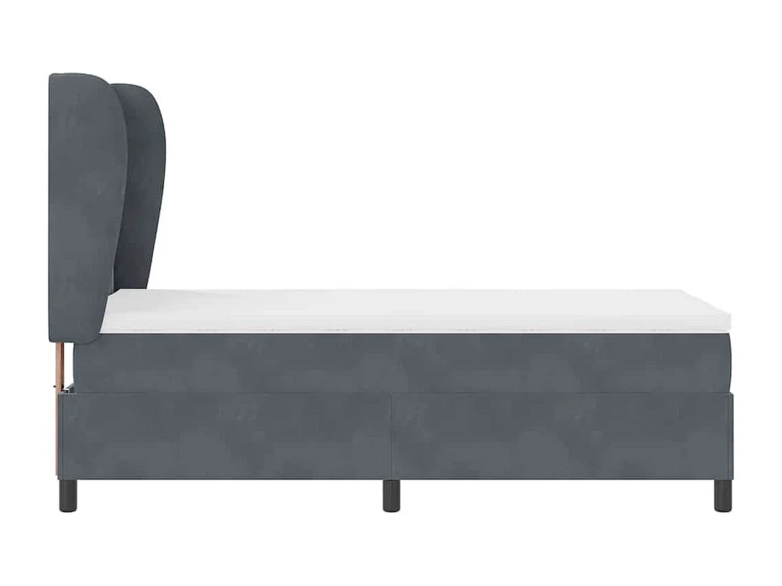 Cama tipo Box Spring Gris oscuro 90 x 190 cm Terciopelo