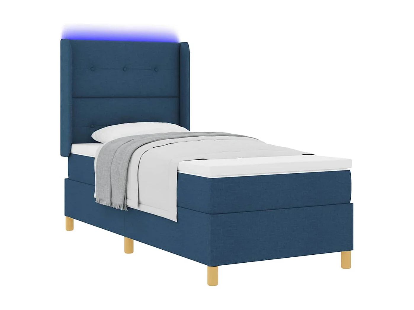 Cama con Somier con colchón con cabecera Azul 80 x 200 cm tela