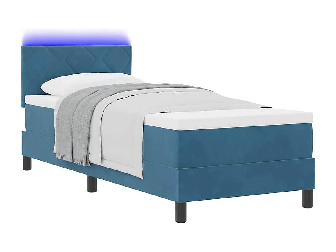 Cama tipo Box Spring Azul oscuro 80 x 200 cm Terciopelo