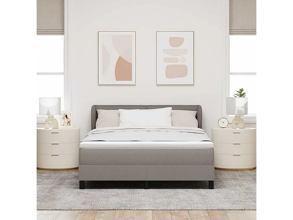 Cadre de lit avec matelas Taupe 160 x 200 cm tissu