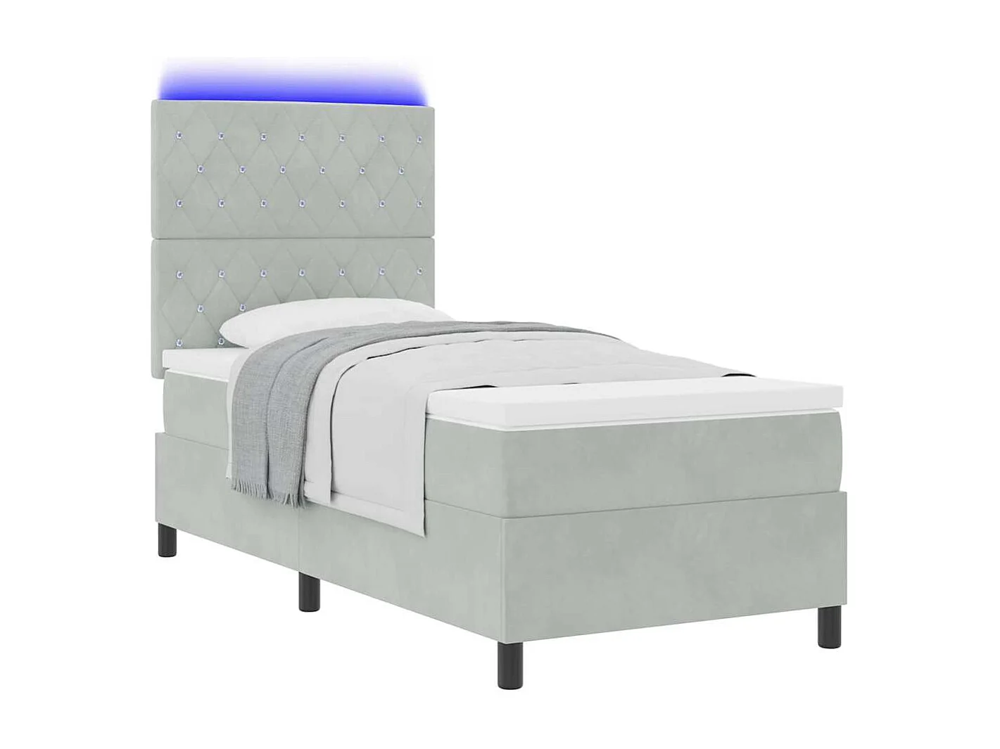 Cadre de lit avec matelas Gris clair 100 x 200 cm Velours