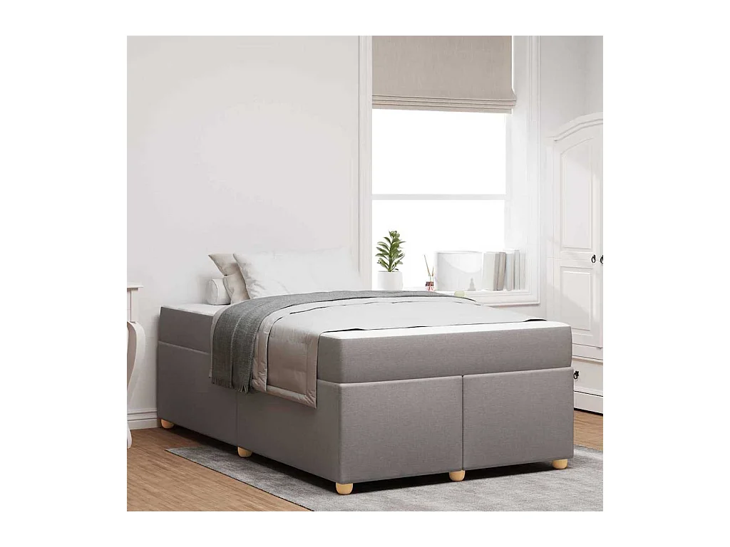 Cadre de lit avec matelas Taupe 120 x 200 cm tissu