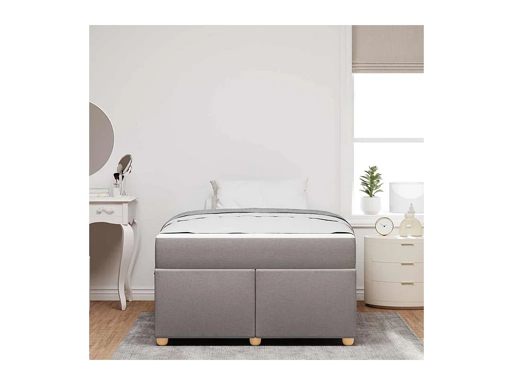 Cadre de lit avec matelas Taupe 120 x 200 cm tissu