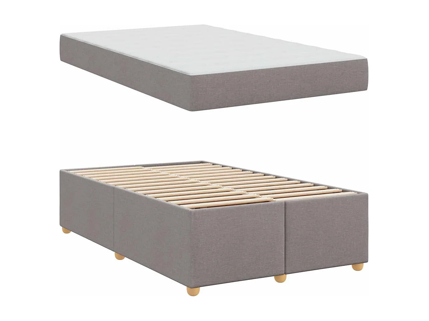 Cadre de lit avec matelas Taupe 120 x 200 cm tissu