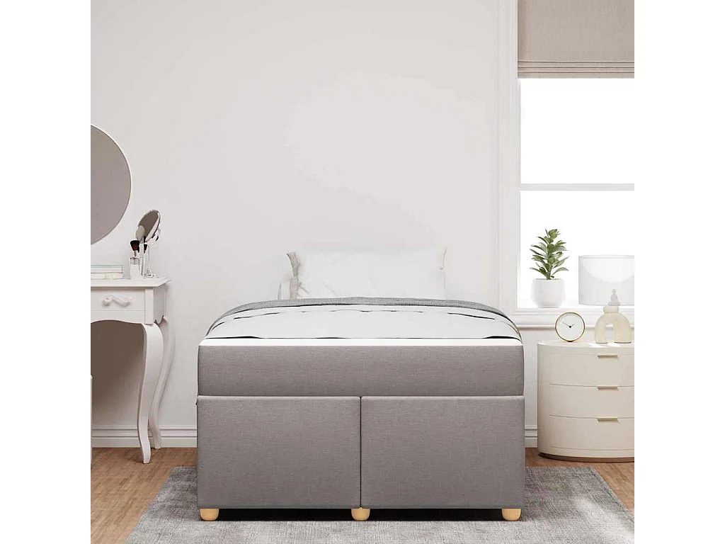 Estructura de cama con colchón Taupé 120 x 200 cm tela