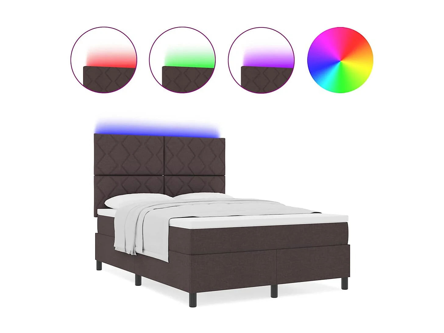 Cadre de lit avec matelas Marron foncé 160 x 200 cm tissu