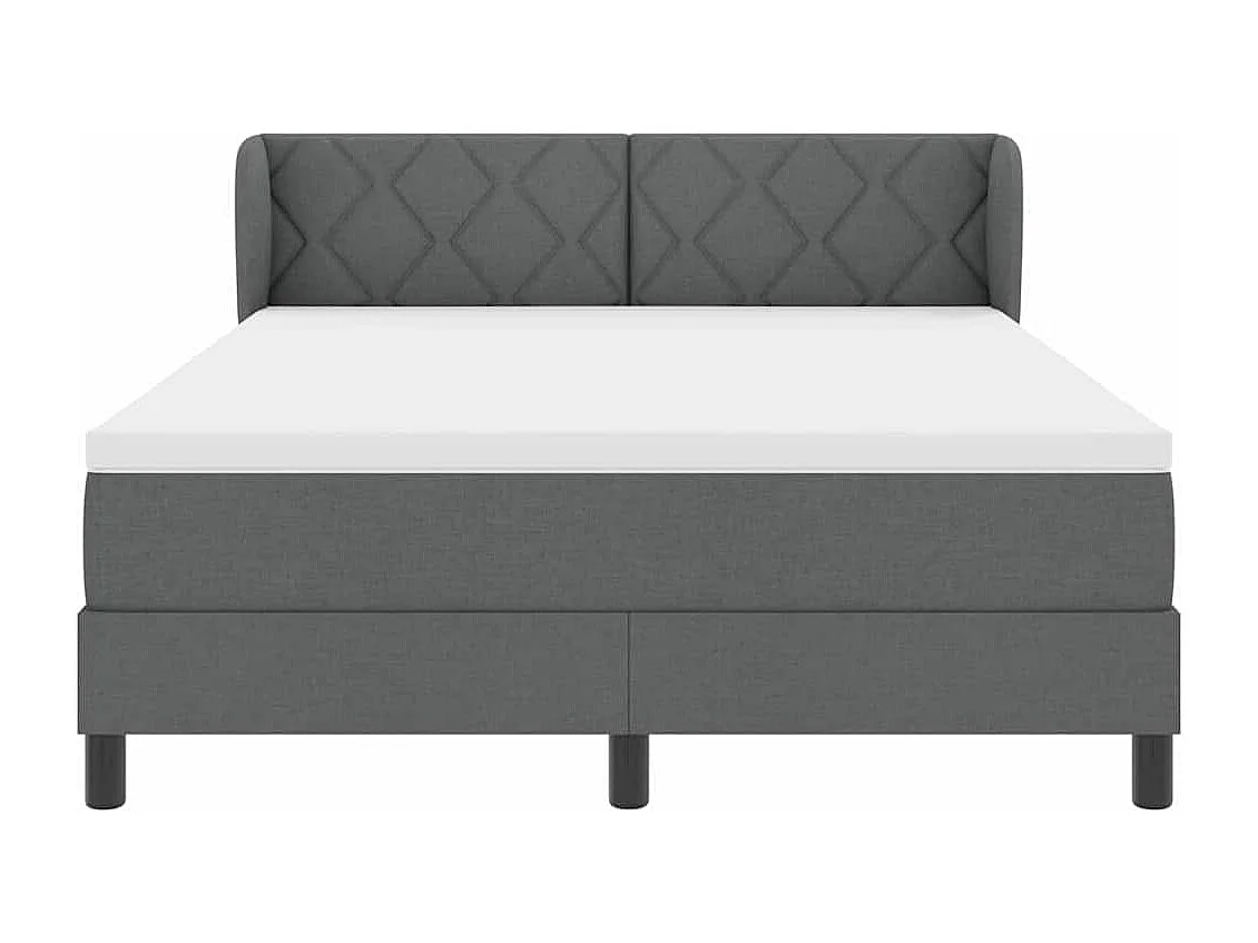 Cadre de lit avec matelas Gris foncé 140 x 190 cm tissu