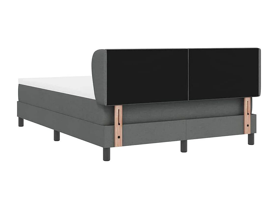 Cadre de lit avec matelas Gris foncé 140 x 190 cm tissu