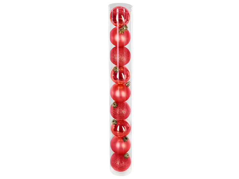 Déco de sapin Lot de 9 Boules de Noël D 6 cm - Rouge